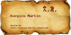 Korpics Martin névjegykártya